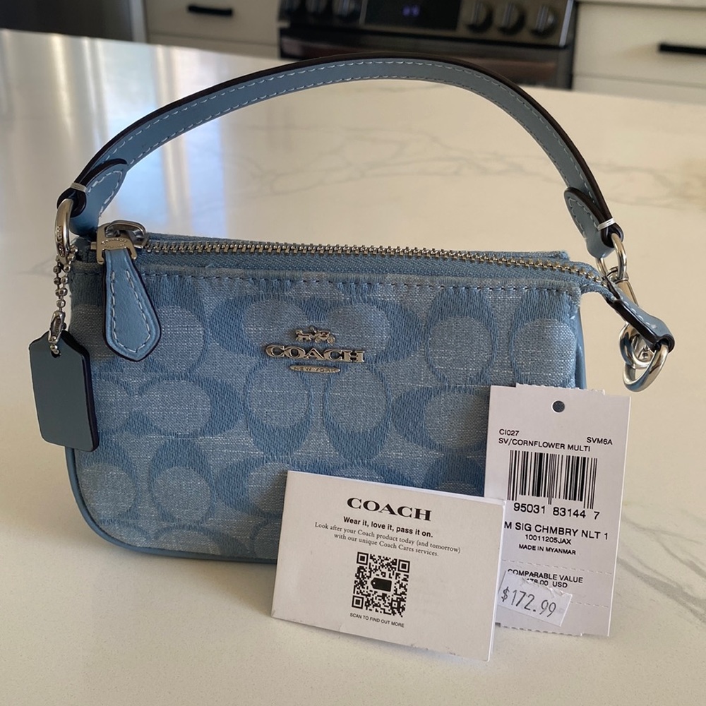 Coach Signature Denim Chambray Wristlet Purse